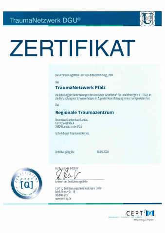 Zertifikat Traumanetzwerk 2017